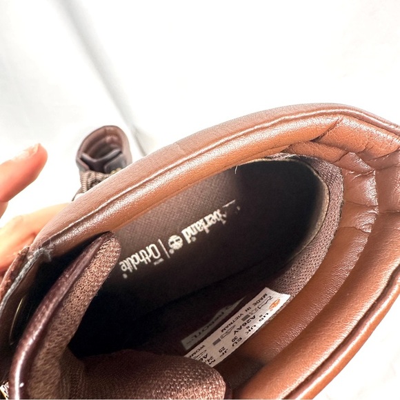 Timberland Allington Heeled Hiker Boots Leather Lug Sole Burgundy Oxblood W’s 8 - Picture 9 of 13